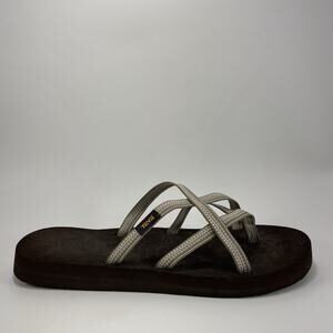 Teva Olowahu Strappy Beach Sandals Slides Womens Size 10 Brown Lightweight